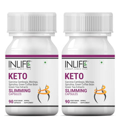 Inlife Keto Slimming Capsules, Extracts - Garcinia Cambogia, Green Coffee Bean, Green Tea, Spirulina Moringa Weight Management Supplement | 90 Vegetarian Capsules 100gm 0.2lbs Each Pack Of 2