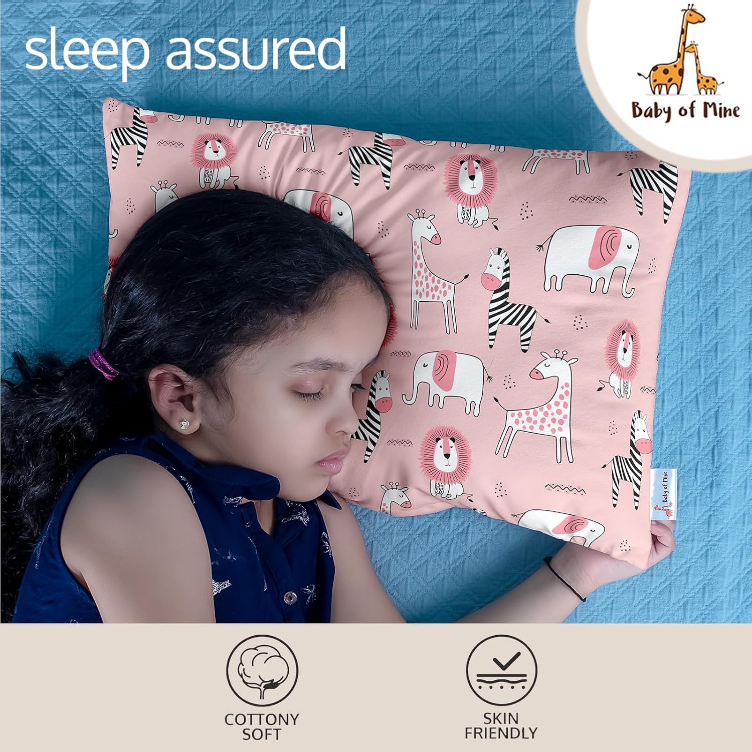 Personalized Pillow For Kids, Super Soft Cotton Kids Cushion - 12 X 18 Inches | Custom Name, For 5 Years Old Kids, Adorable Prints | For Head, Neck Support Baby Pillow - Pillow 09
