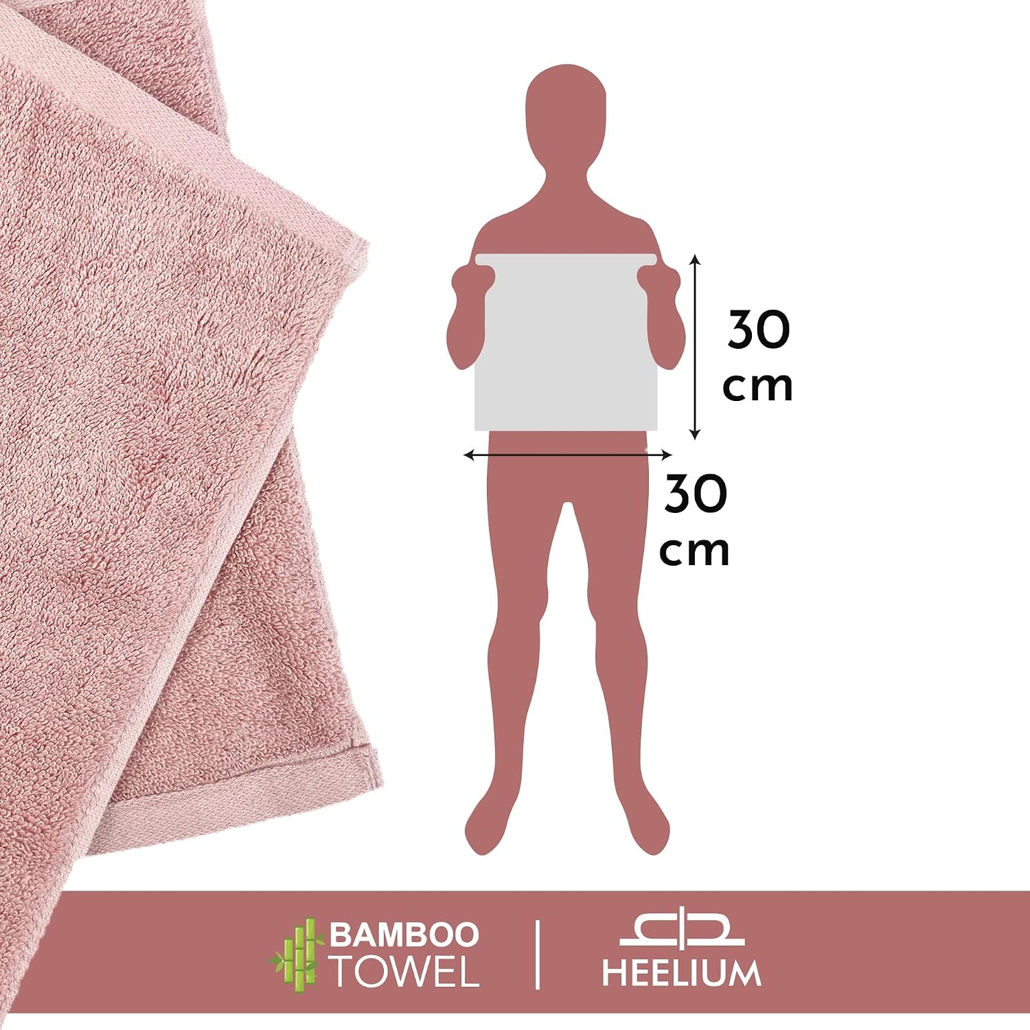 Heelium Bamboo Face Towel 600 Gsm | Ultra Absorbent & Odour-Free 3x Softer Than Cotton Towels | Pack Of 3 -Peach, Teal & White