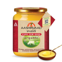 Pure Organic Svasti Desi Cow Ghee By Aashirvaad | Naturally & Healthy Protein Fiber Desi Ghee Perfect For Hair | (500ml) 33.8 Ounce | Jar Pack