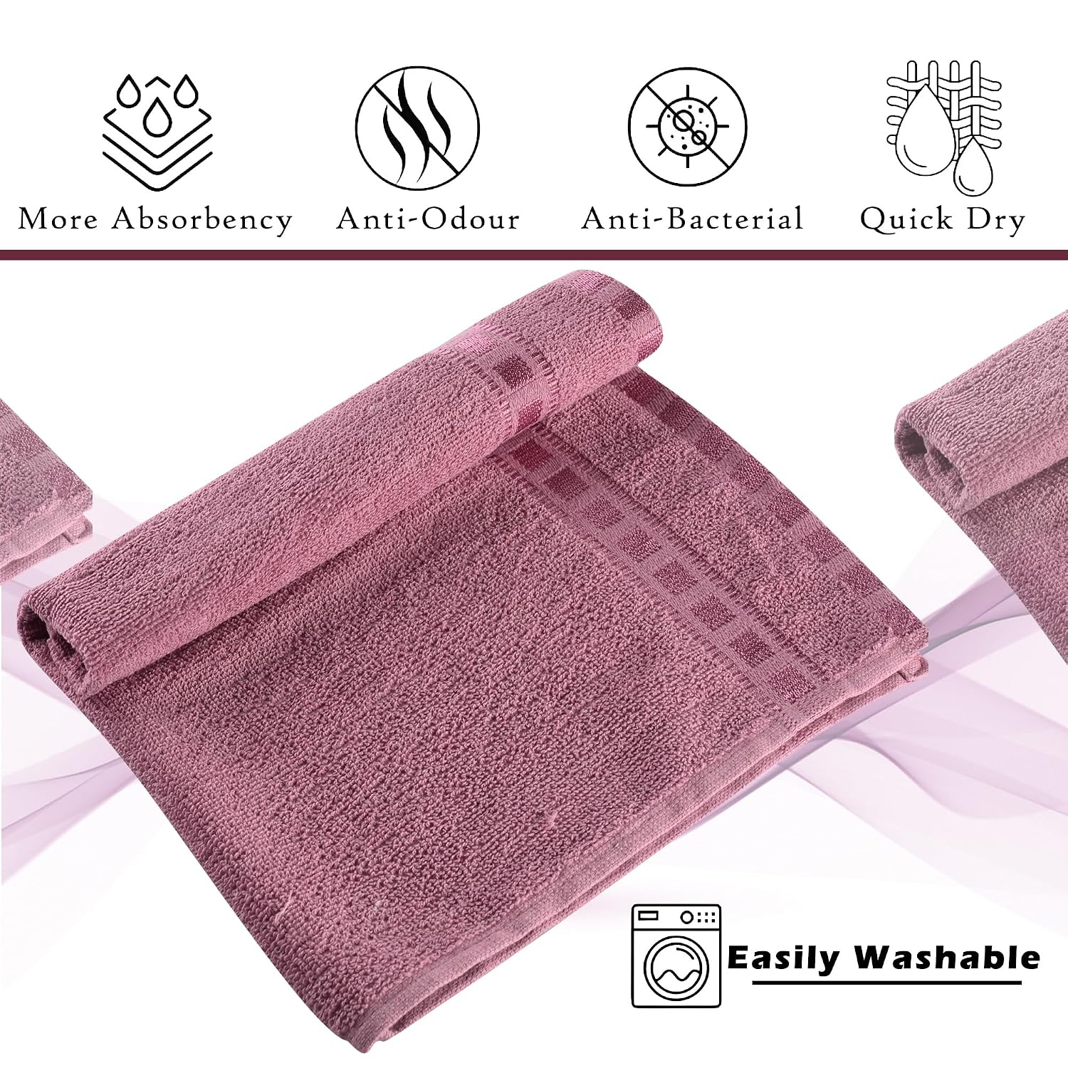 Kuber Industries Cotton Hand & Face Towels 200 Gsm | Easily Washable Workout Gym Napkins For Men & Women | Pocket Towel - Pink (Pack Of 6)