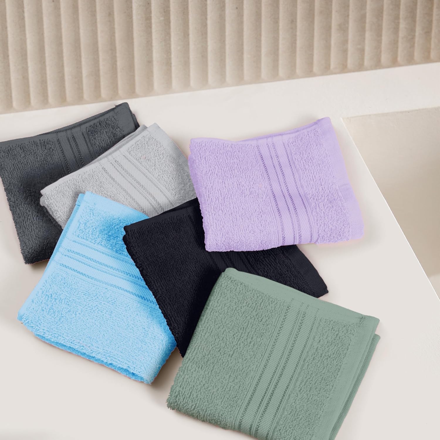 Boutiquo Ultra Soft 100% Cotton Washcloths 1800 Gsm | Contains Face Cloths Compact & Lightweight Multi Purpose Washcloths - Multicolor (12 Piece)
