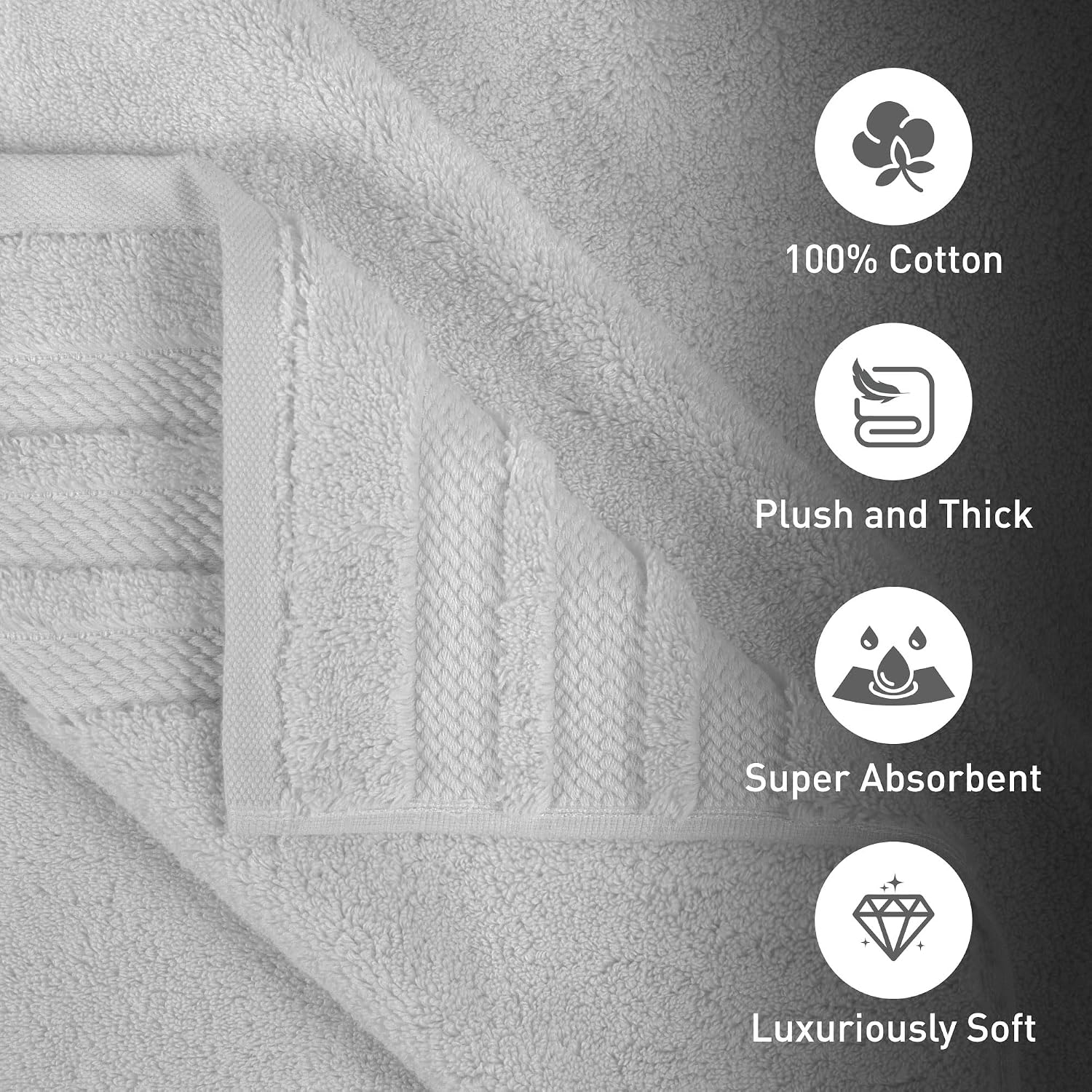 Mytrident Finesse 100% Cotton Bath Towels 1200 Gsm (Grey) -2 Piece
