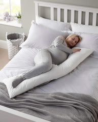 Ultra Soft Microfiber Full Body Pillow, Large Pillows, White - 54 X 18 Inches | Long Pillows For Use During Pregnancy, Side Sleeper - Cotton White Stripes Cover | Neck Support - Pack Of 1