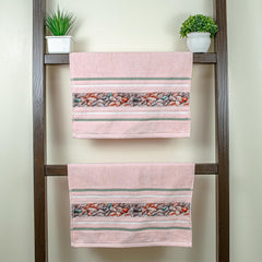 Rangoli 100% Cotton Hand Towel 450 Gsm | Hanging Towel Soft, Luxury & Highly Absorbent Towels Fade Resistant & Multipurpose Hand Towels (Peach) - Pack Of 2