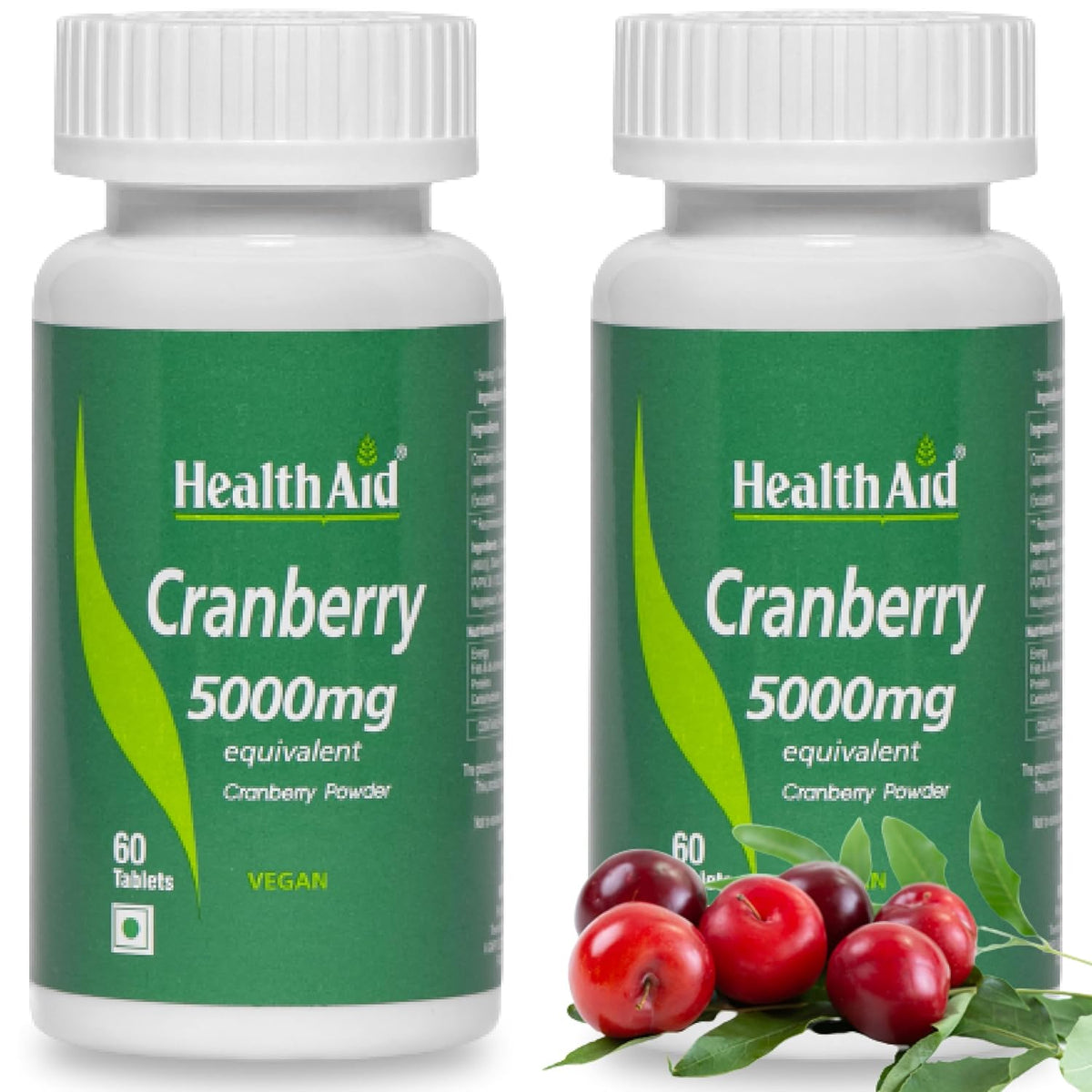 Healthaid Cranberry Extract Can Potentially Relieve The Risk Of Heart Disease & Support Smooth Urological Functioning | 60 Tablets 100gm 0.2lbs Each Pack Of 2