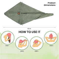 Mush Bamboo Hair Towel 300 Gsm | Ultra Soft, Absorbent & Anti Microbial Hair Wrap (Olive Green)