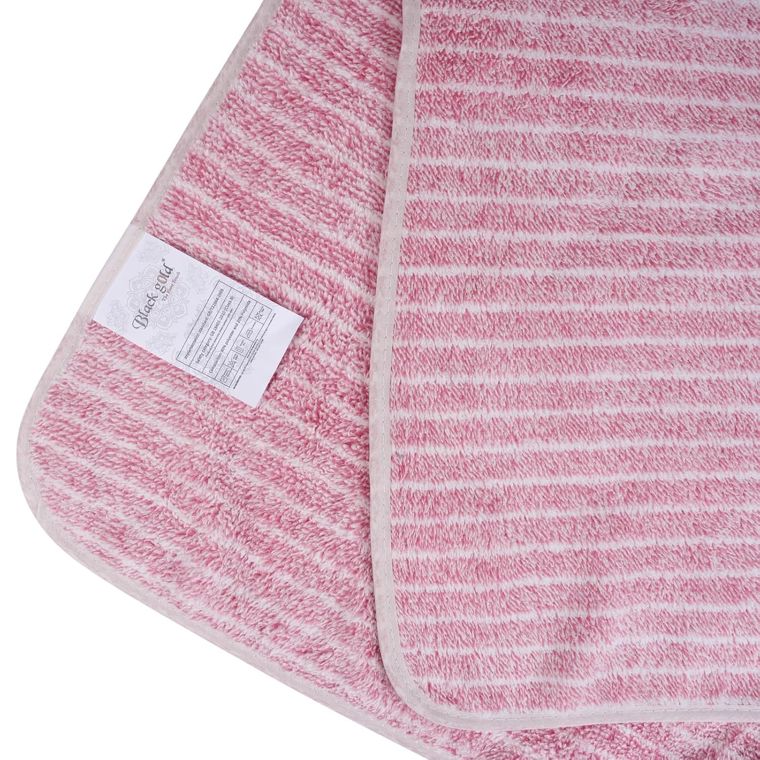 Black Gold The Finer Touch Microfiber Striped Hand Towel 200 Gsm | Soft & Quick Dry, Lightweight & Absorbent Face Towel (Pink) - Pack Of 1