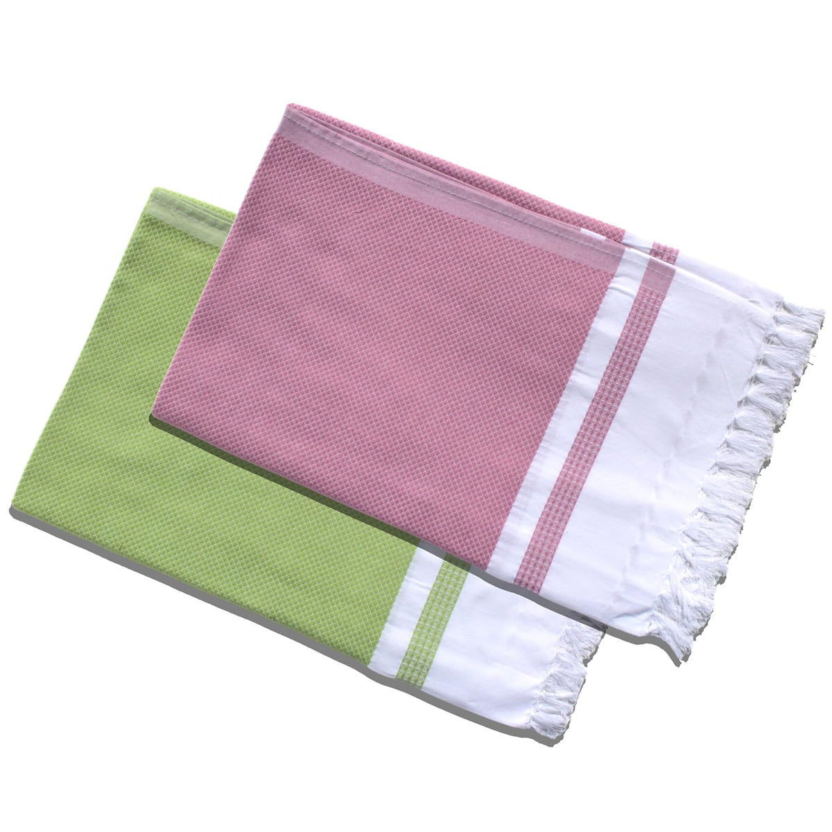 Pure Cotton Turkish Bath Towel 700 Gsm | Extra Soft Plush Light Weight Quick Dry Travel Thin Towels (Mango Leaf & Oval) - Pack Of 2