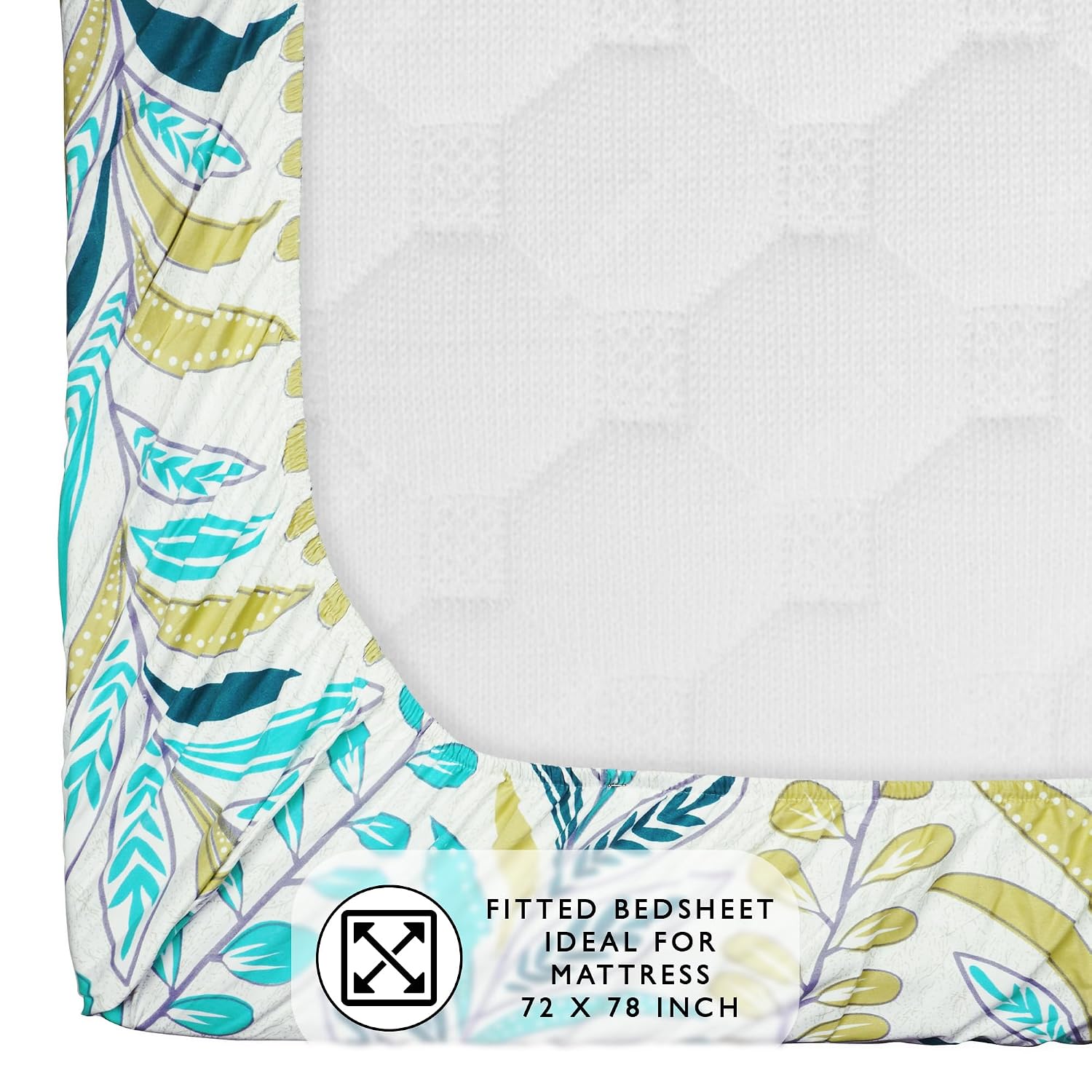 Fitted Bedsheets King Size With 2 Pillow Cover - 72 X 78 Inches, Multicolor | All Around Elastic Bedsheet - Crafted From Soft, Breathable Fabric