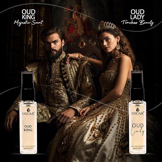 Oscar Oud King & Lady Mini Perfumes For Women 8ml 0.2 Fl.oz. Each X2 | Notes Of Musky & Floral | Long Lasting | Fresh Fragrance | Edp For Women & Girls