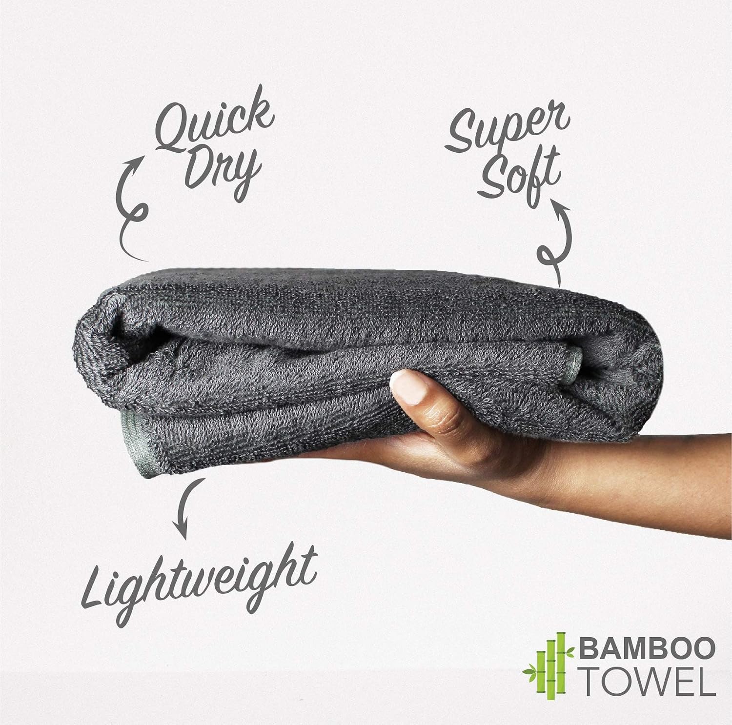 Heelium Bamboo Bath Grey Towel 400 Gsm, Soft, Absorbent, Quick Dry
