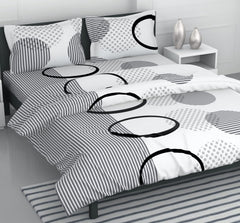 1 Double Bedsheet With 2 Pillow Covers - 88 X 90 Inches, White & Dark Grey | Queen Size Double Bedsheet Cotton | Ideal For Everyday Use