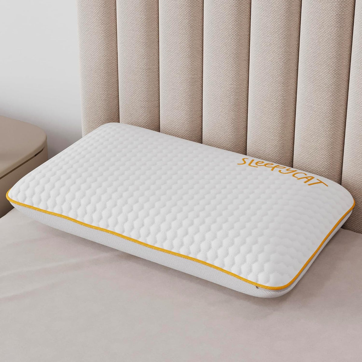 Orthopedic Memory Foam Pillow For Better Shoulder, Neck Support, Standard Size - 25x16 Inches | White, Bamboo Fabric, Bed Pillow, Perfect For Side Sleepers - 1 Piece