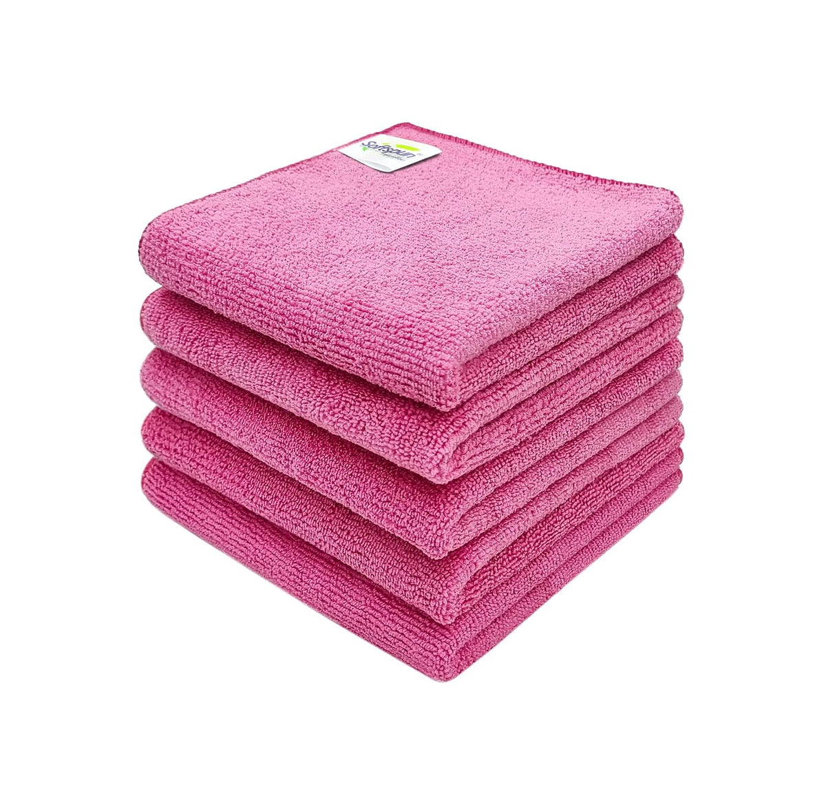 Softspun Microfiber Cleaning Cloths Towel 300 Gsm | Thick Lint & Streak-Free Multipurpose Cloths Automotive Microfibre Towels For Car, Bike Cleaning Polishing Washing Pack Of 5 (Pink)
