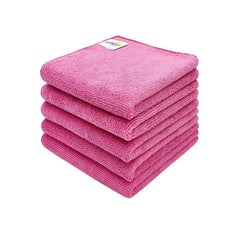 Softspun Microfiber Cleaning Cloths Towel 300 Gsm | Thick Lint & Streak-Free Multipurpose Cloths Automotive Microfibre Towels For Car, Bike Cleaning Polishing Washing Pack Of 5 (Pink)