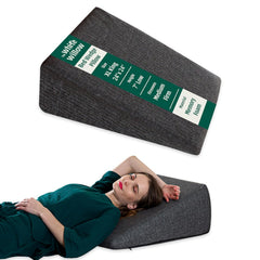 Bed Wedge Pillow, For Back Support Pillow, Dark Grey - XL King Size - 24 L X 24 W X 12 H Inch | Cooling Gel Memory Foam Pillow & HR Foam Pillow, Removable Pillow Cover, Eco-Friendly