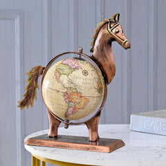 Home & Office Decorative Horse Globe Metal Table Top Showpiece Globe, Home Decor, Living Room, Bedroom, Showcase, Office Desk, & Gifting, Pack Of 1