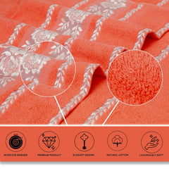 Liberty Towels 100% Cotton Large Size Bath Towel 450 Gsm | Highly Absorbent, Soft & Quick Dry Bathroom Towel | Elegant Design (Peach)