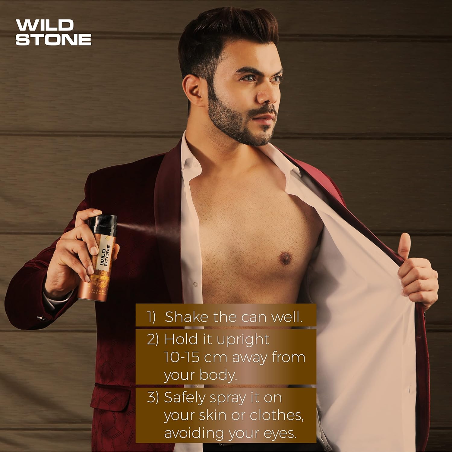 Wild Stone Classic Musk Body Spray Men Deodorant 225ml 7.6 Fl.oz. | Perfect For Use Partywear