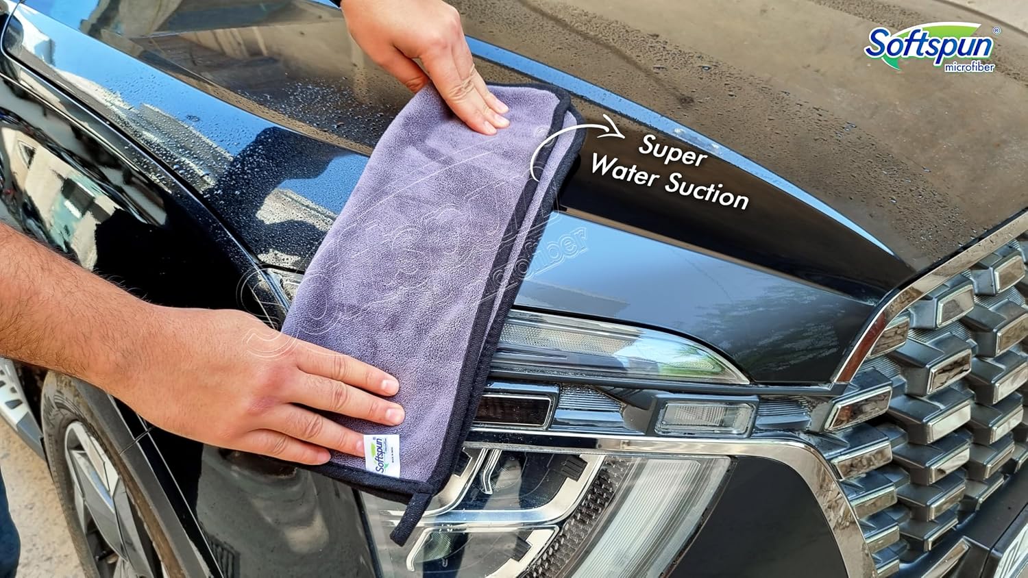 Softspun Microfiber Super Absorbent Cloth 500 Gsm | Silk Banded Edge Towel Set Extra Thick Microfiber Cleaning Cloths Perfect For Bike Auto Cars Both Interior & Exterio (Grey)