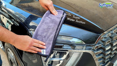 Softspun Microfiber Super Absorbent Cloth 500 Gsm | Silk Banded Edge Towel Set Extra Thick Microfiber Cleaning Cloths Perfect For Bike Auto Cars Both Interior & Exterio (Grey)