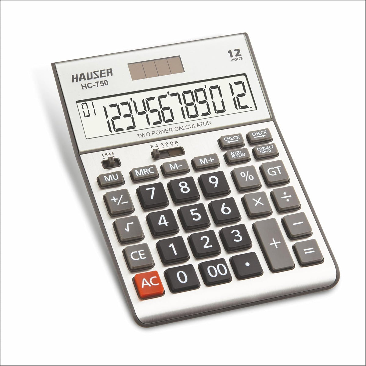 Hauser HC-750 Desktop Basic Calculator | Solar And Battery Dual Power | Acrylic Protection For Solar And LCD | Ideal For School, College, Home, Office And Shop Use |