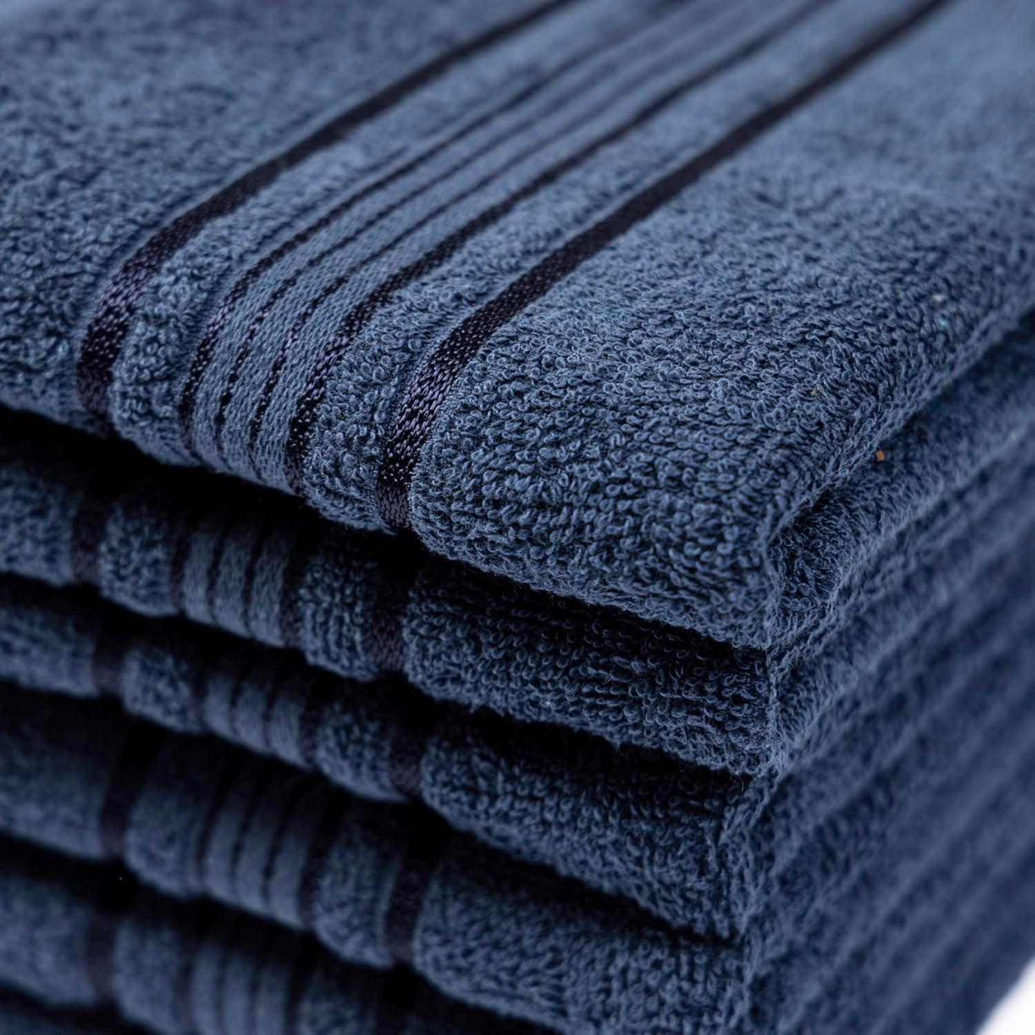 Akiko Home 100% Cotton Essential Series Hand Towels 1200 Gsm | Soft, Absorbent & Durable, Cotton Hand Towel For Bathroom Use, Gentle On Skin- Pack Of 6 (Navy)