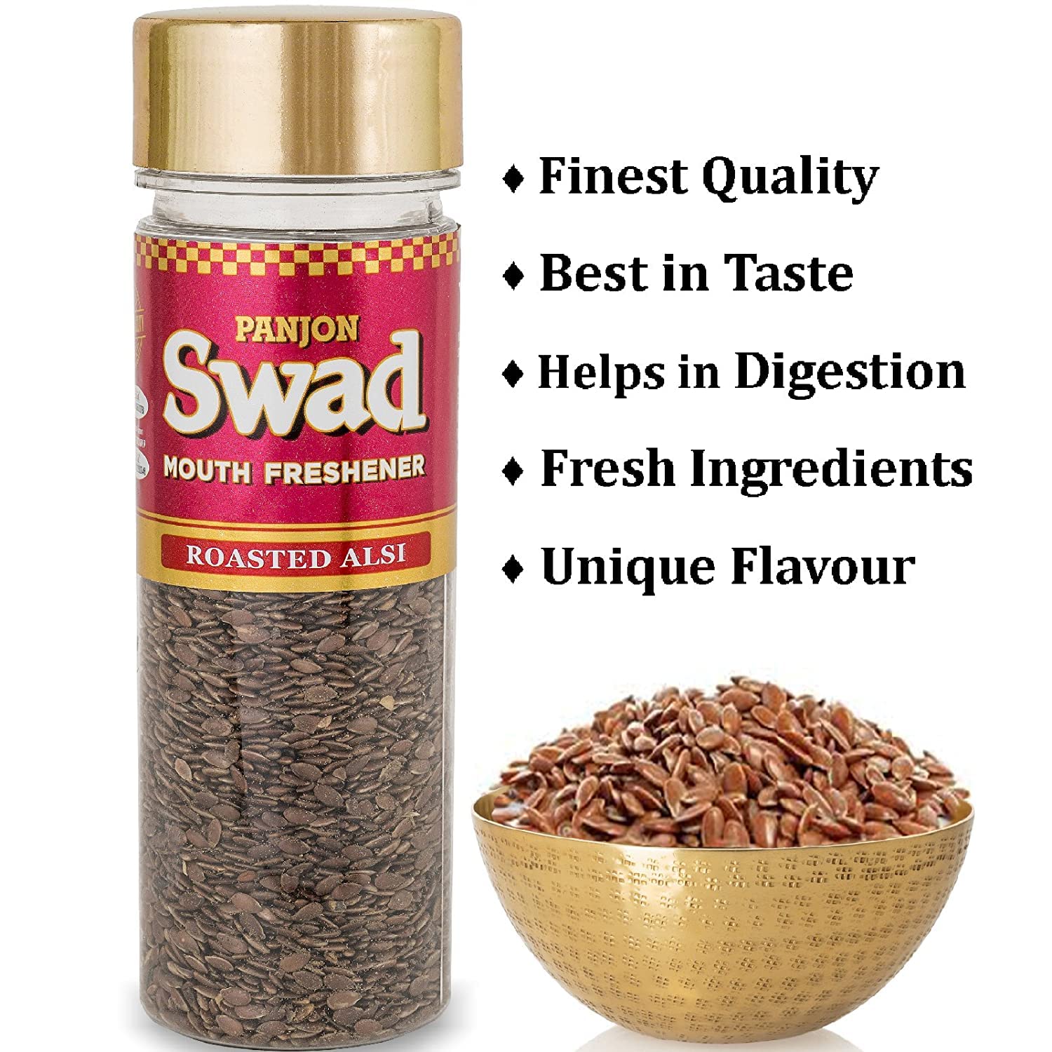 Panjon Swad Roasted Alsi Mukhwas 210gm, | Digestive Mouth Freshener