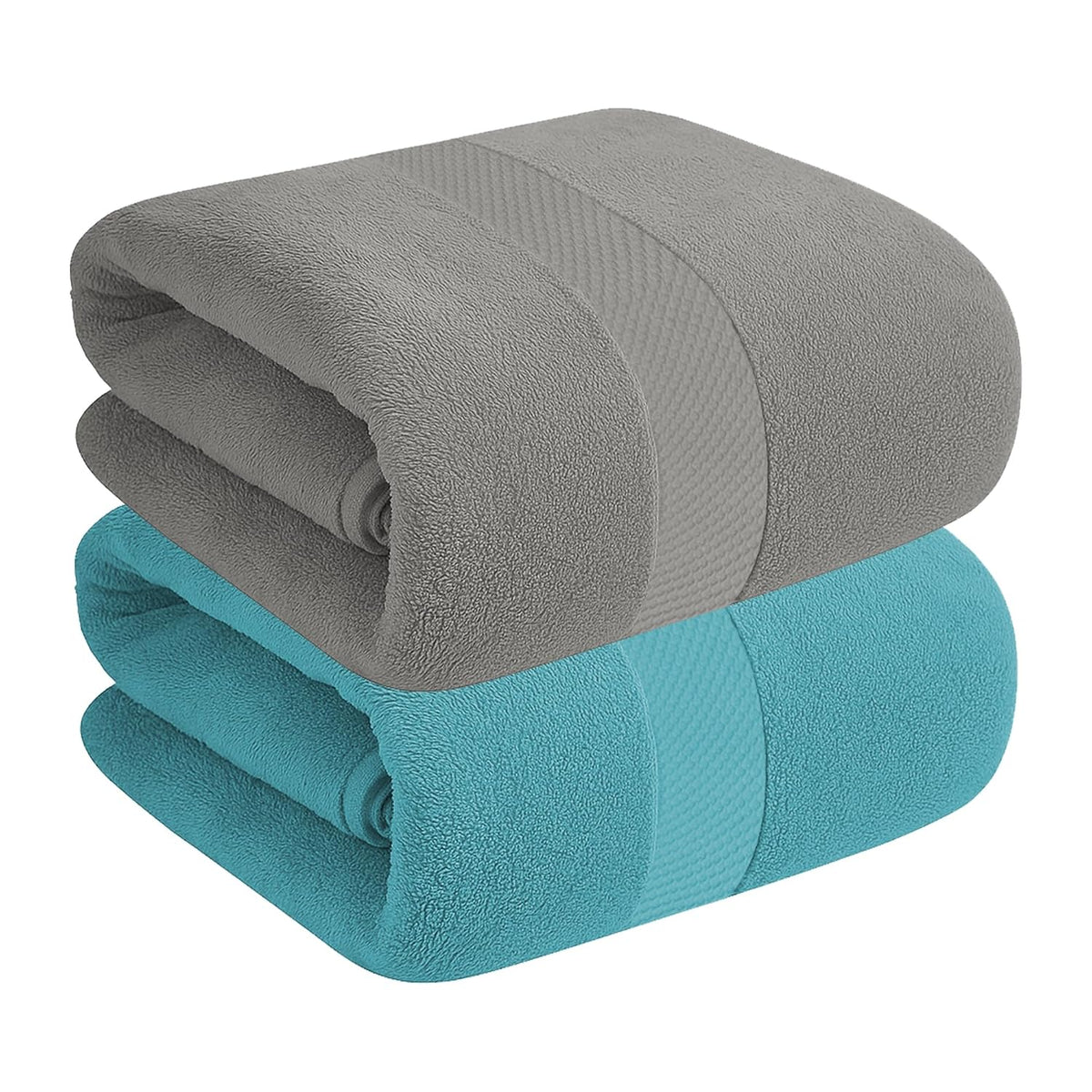 House Of Terry 100% Cotton Bath Towel 900 Gsm | Quick Dry, Soft & Absorbent, Fade-Resistant, Skin-Friendly For Men & Women Towel (Sky Blue & Grey) - Pack Of 2
