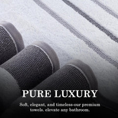 Casa Copenhagen Designed In Denmark White Bay Super Soft 2 Pieces 100% Cotton Large Bath Towel 525 Gsm - Dark Grey/Light Grey