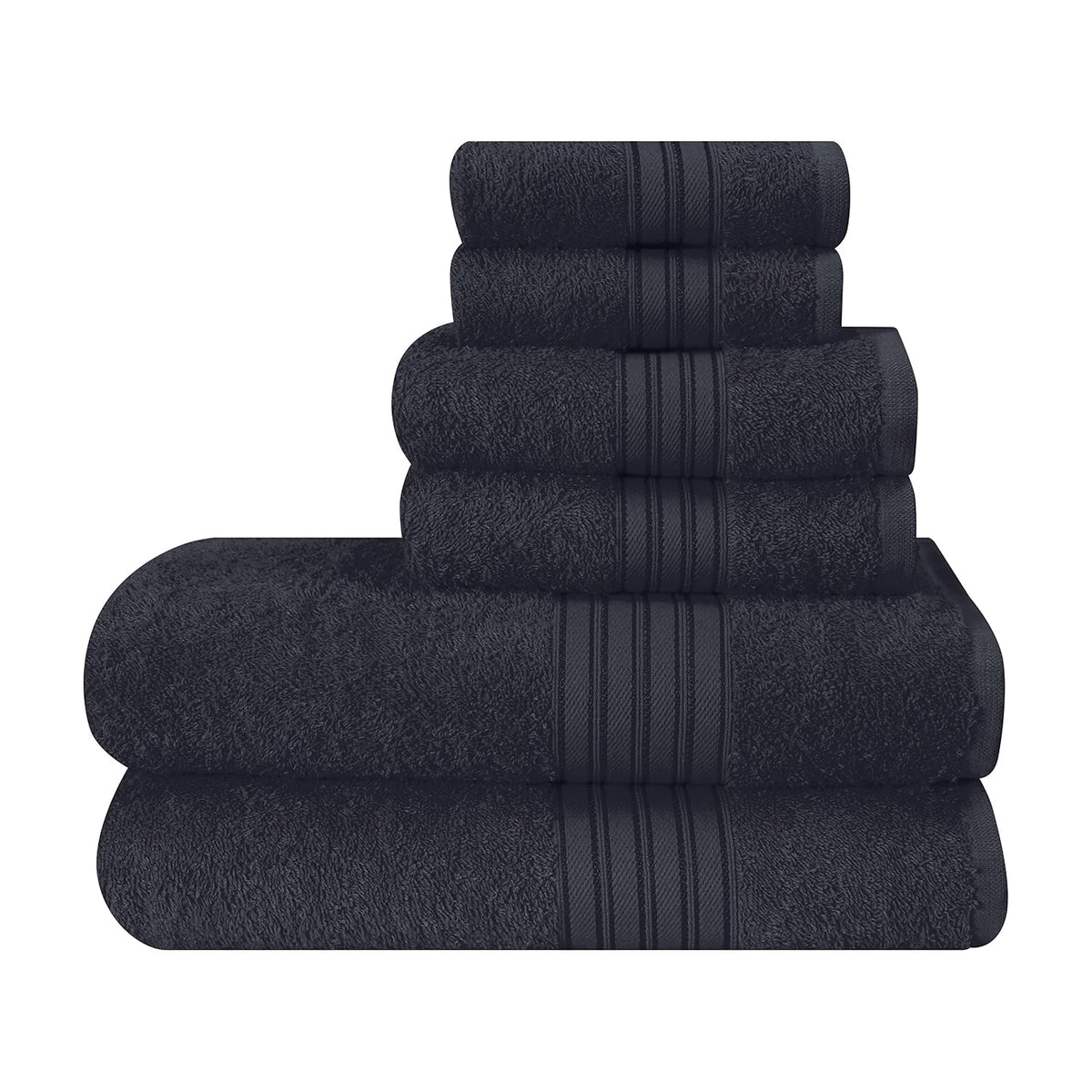 Boutiquo 100% Cotton 2 Bath, 2 Hand & 2 Face Towels 1800 Gsm | Eco-Friendly Towels For Men & Women Ultra Soft & Highly Absorbent - Charcoal Grey (Set Of 6)
