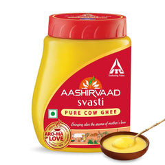 Natural Svasti Desi Cow Ghee By Aashirvaad | Naturally & Healthy Protein Fiber Desi Ghee Perfect For Laddus | (1 Liters) 33.8 Ounce | Jar Pack