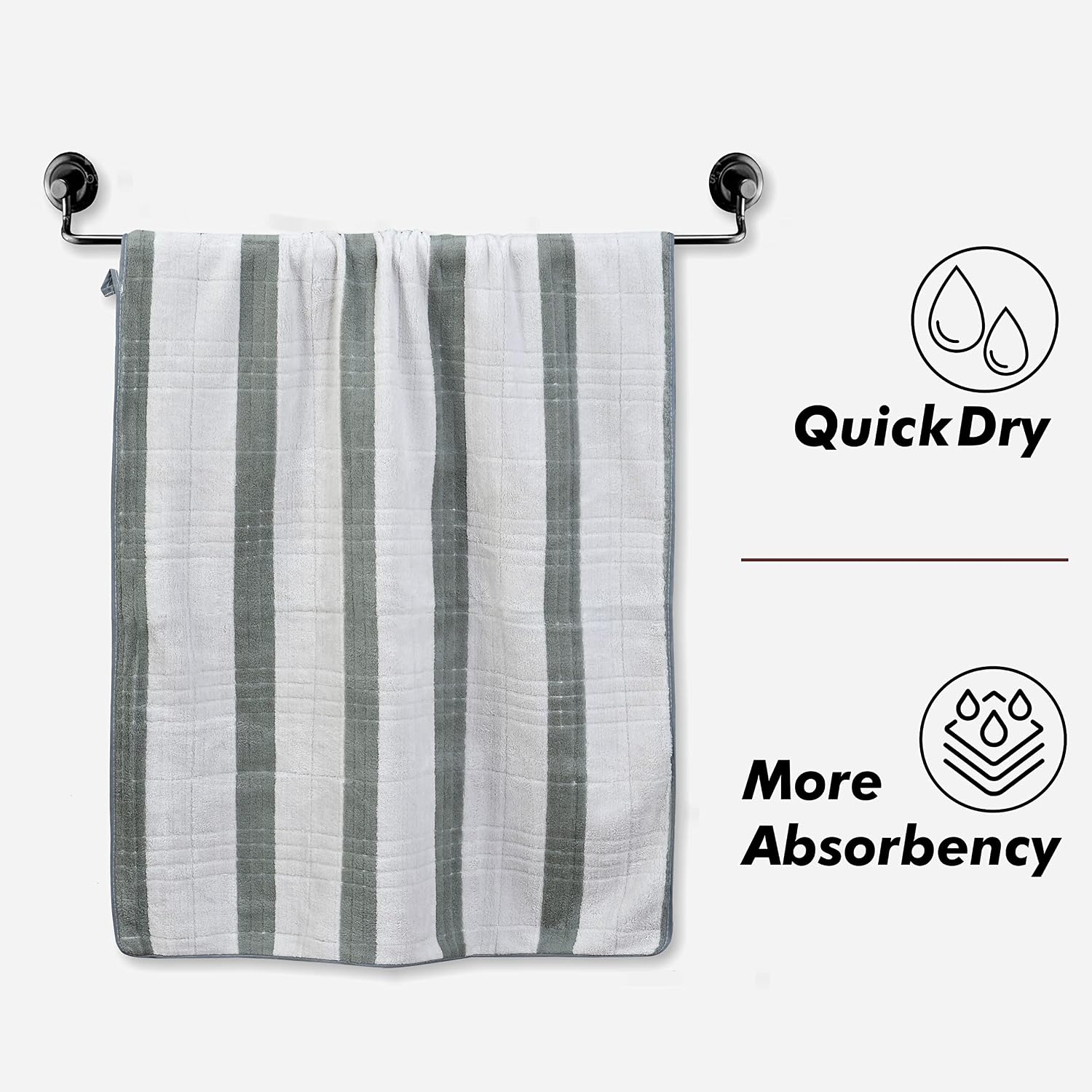Urbanleaf Microfiber Large Bath Towel 700 Gsm | Quick Dry Super Absorbent Bath Towel For Men & Women (Grey & Wine Stripe) - Pack Of 2