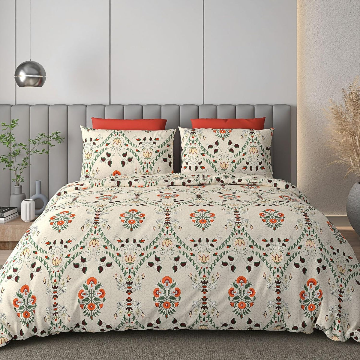 Printed Double Bedsheet For Queen Size With 2 Large Size Pillow Covers - 90 X 100 Inches, Beige | Light Weight, Suitable For All Seasons & Easy To Wash