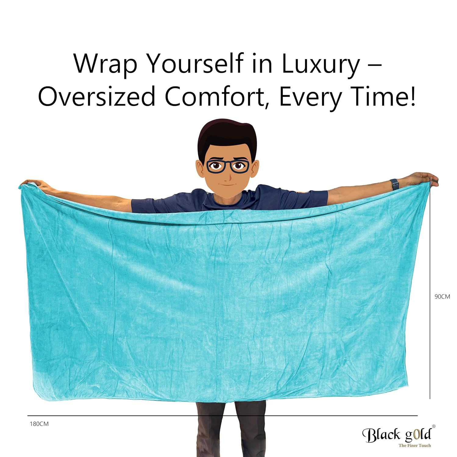 Black Gold The Finer Touch Oversized Microfiber Bath Towel 1300 Gsm | Soft Quick-Dry Microfiber Towel Lightweight, Absorbent & Travel-Friendly (Green Blue) - Pack Of 2