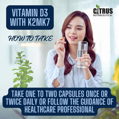 Citrus Nutraceutical Vitamin D3 With K2mk7 Supplement | Supports Immunity, Stronger Bone & Heart Health | 60 Veg Capsules, 100gm 0.2lbs