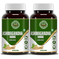 Shudh Kaama Ashwagandha 500mg Tablets For General Wellness & Immunity, Relieve Stress, Boost Energy, Improve Stamina, Boost Muscle Mass, For Men & Women | 60 Tablets 100gm 0.2lbs Each Pack Of 2