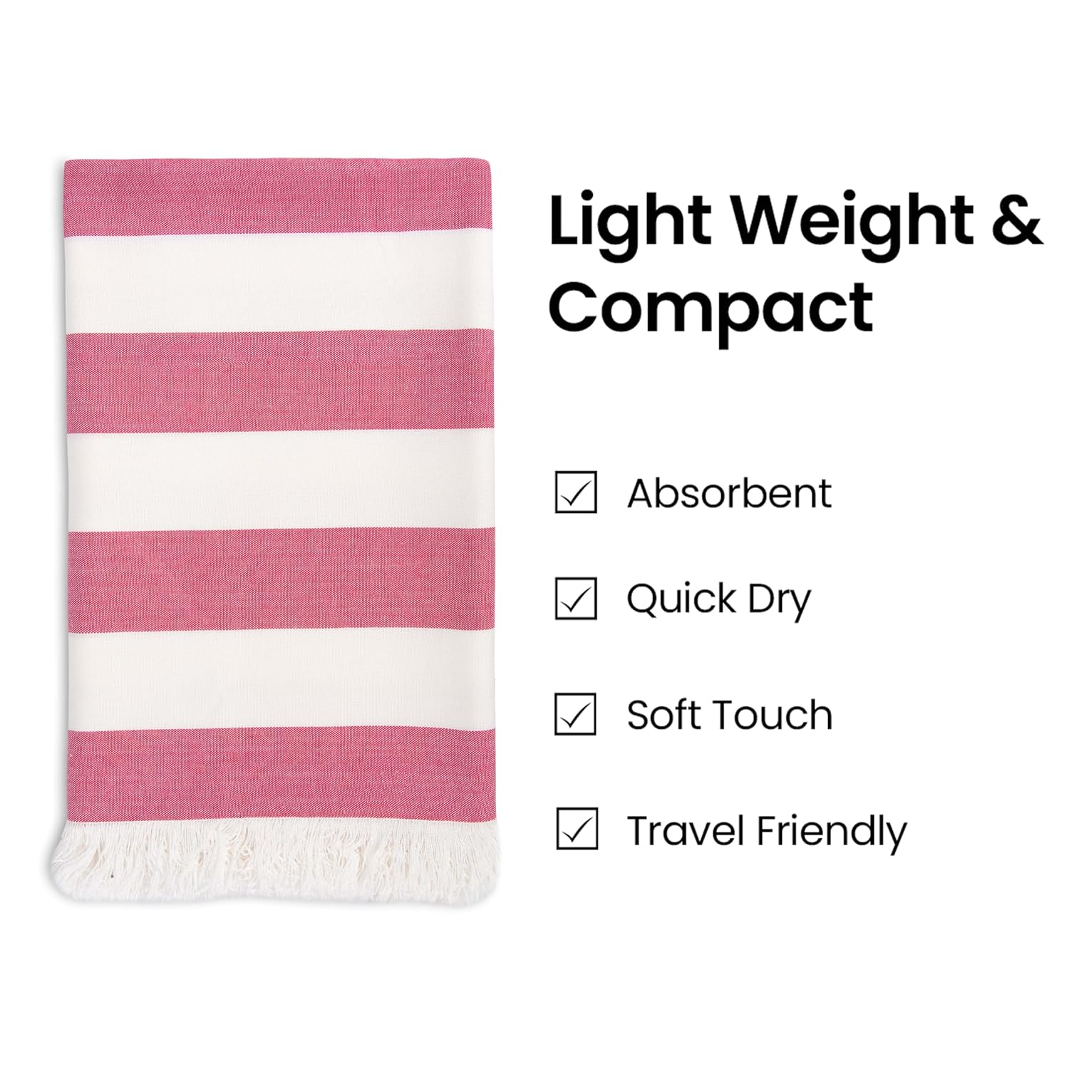 Mush Bamboo Turkish Towel 280 Gsm | 100% Bamboo Ultra Soft, Absorbent & Quick Dry Towel For Bath, Beach, Pool, Travel, Spa & Yoga (Red Stripes)