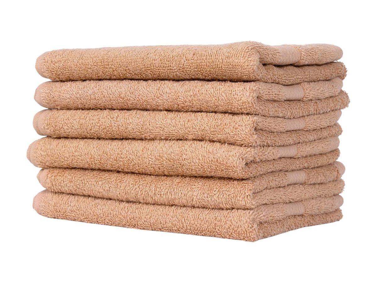 Rushant 100% Combed Cotton Hand Towels 900 Gsm | Ultra Soft, Quick Dry & Super Absorbent For Home, Gym & Travel (Beige) - Set Of 6