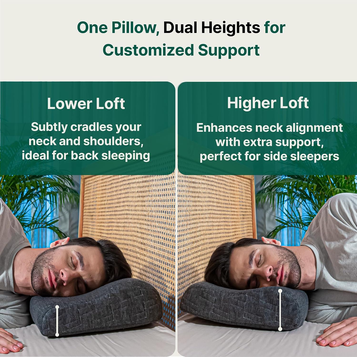 Cervical Pillow, For Neck Pain & Shoulder Pain Relief, Grey - Standard Size | Memory Foam Pillow For Sleeping, Orthopedic Contour Pillow For Spondylitis | Washable, Medical Pillow - Pack Of 2