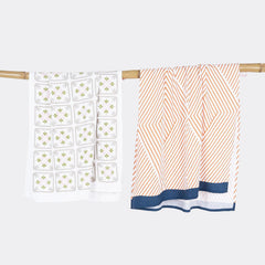 Thirsty Towel Bamboo Bath Towel 460 Gsm | Super Soft & High Absorbency Towels, Light Weight, & Quick Dry Towels (Tangerine Dream & Floral Tile) - Pack Of 2