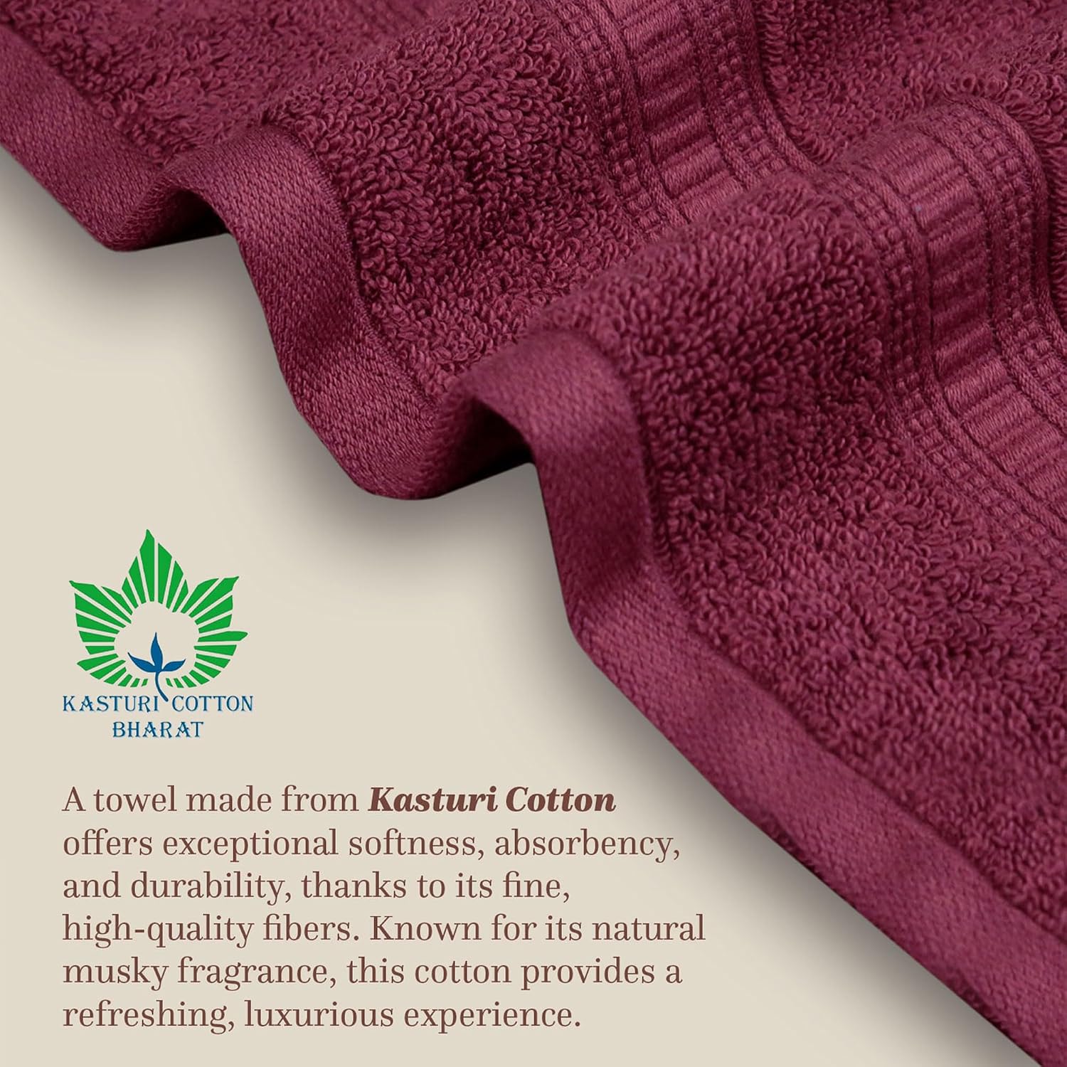Mytrident Classic Kasturi Collection 1 Bath + 1 Small Bath & 2 Hand Towels 1200 Gsm | Highly Absorbent Towels For Bath - Fig Wine (Set Of 4)