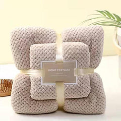 Homecloud Ultra Soft Bath & Face Towel Set 300 Gsm | 3x Softer Than Cotton Towels | Highly Absorbent & Ultra Fast Dry | Set Of 2 (Dots Beige)