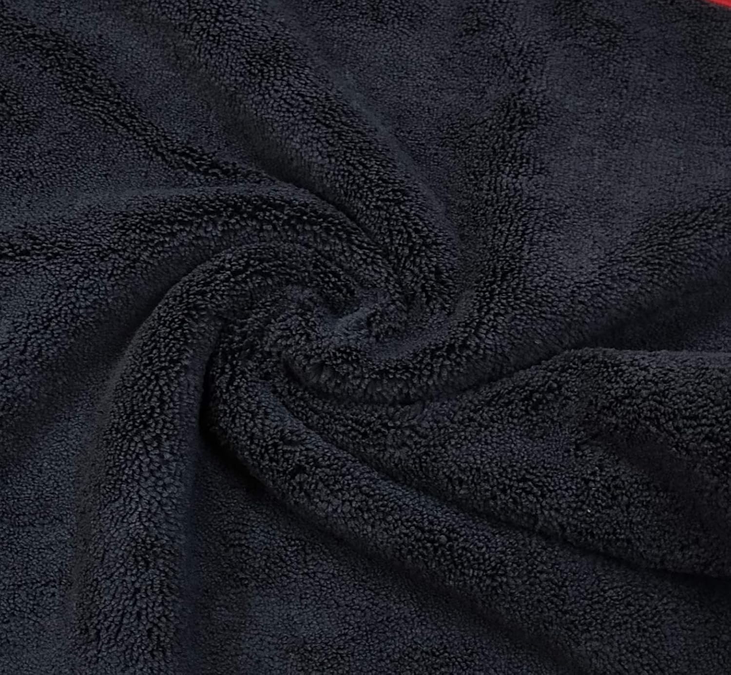 Softspun Microfiber High Loop Cleaning Cloths Towel 400 Gsm | Highly Absorbent, Lint & Streak Free, Multi-Purpose Wash Cloth For Kitchen, Window, Silverware - Pack Of 3 (Black)