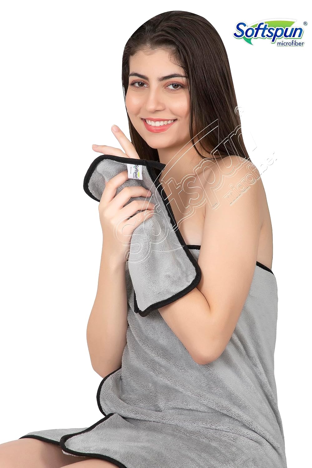 Softspun Microfiber Super Soft Hand & Face Wipes 300 Gsm Towel Set - 4 Piece (Light Grey)
