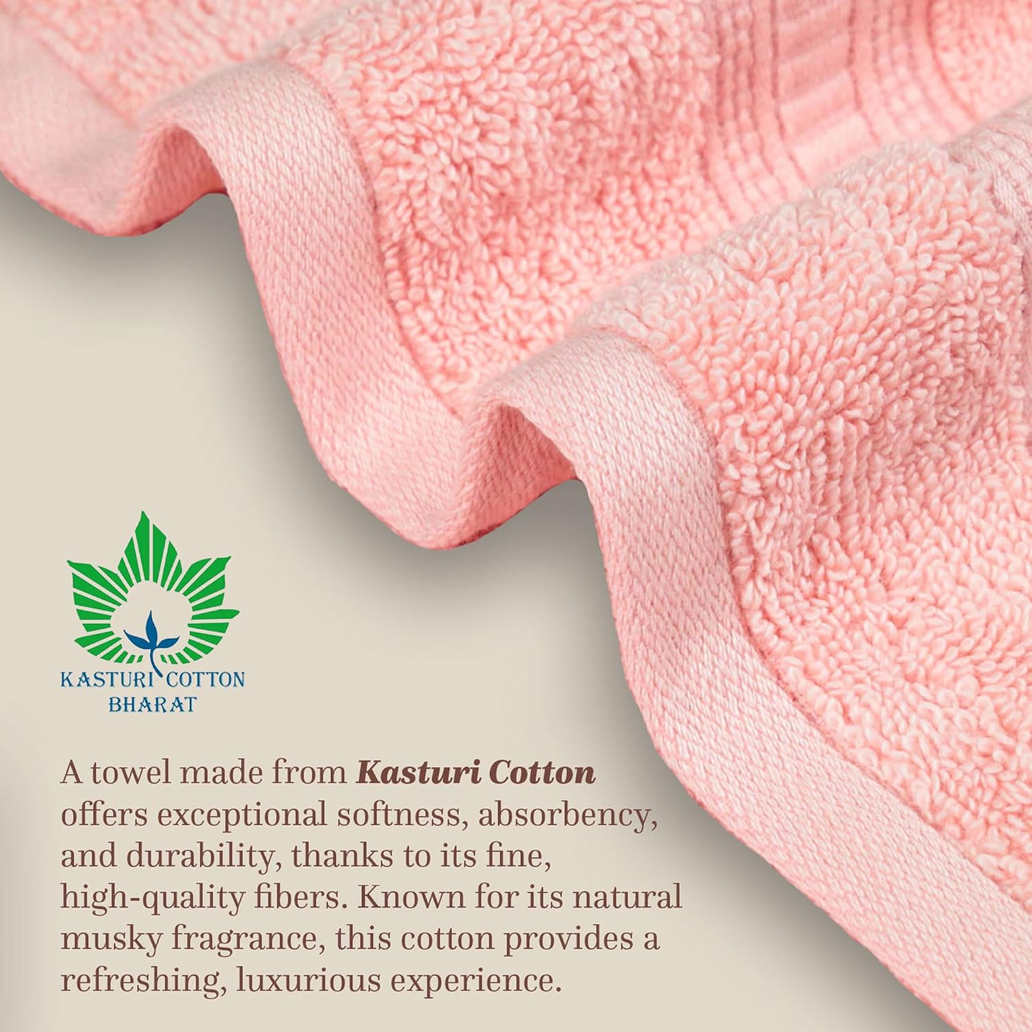 Mytrident Classic Kasturi Collection 1 Bath + 1 Small Bath & 2 Hand Towels 1200 Gsm | Highly Absorbent Towels For Bath - Tender Peach (Set Of 4)