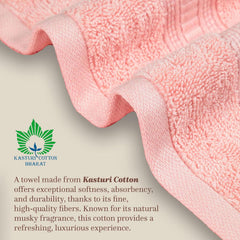 Mytrident Classic Kasturi Collection 1 Bath + 1 Small Bath & 2 Hand Towels 1200 Gsm | Highly Absorbent Towels For Bath - Tender Peach (Set Of 4)