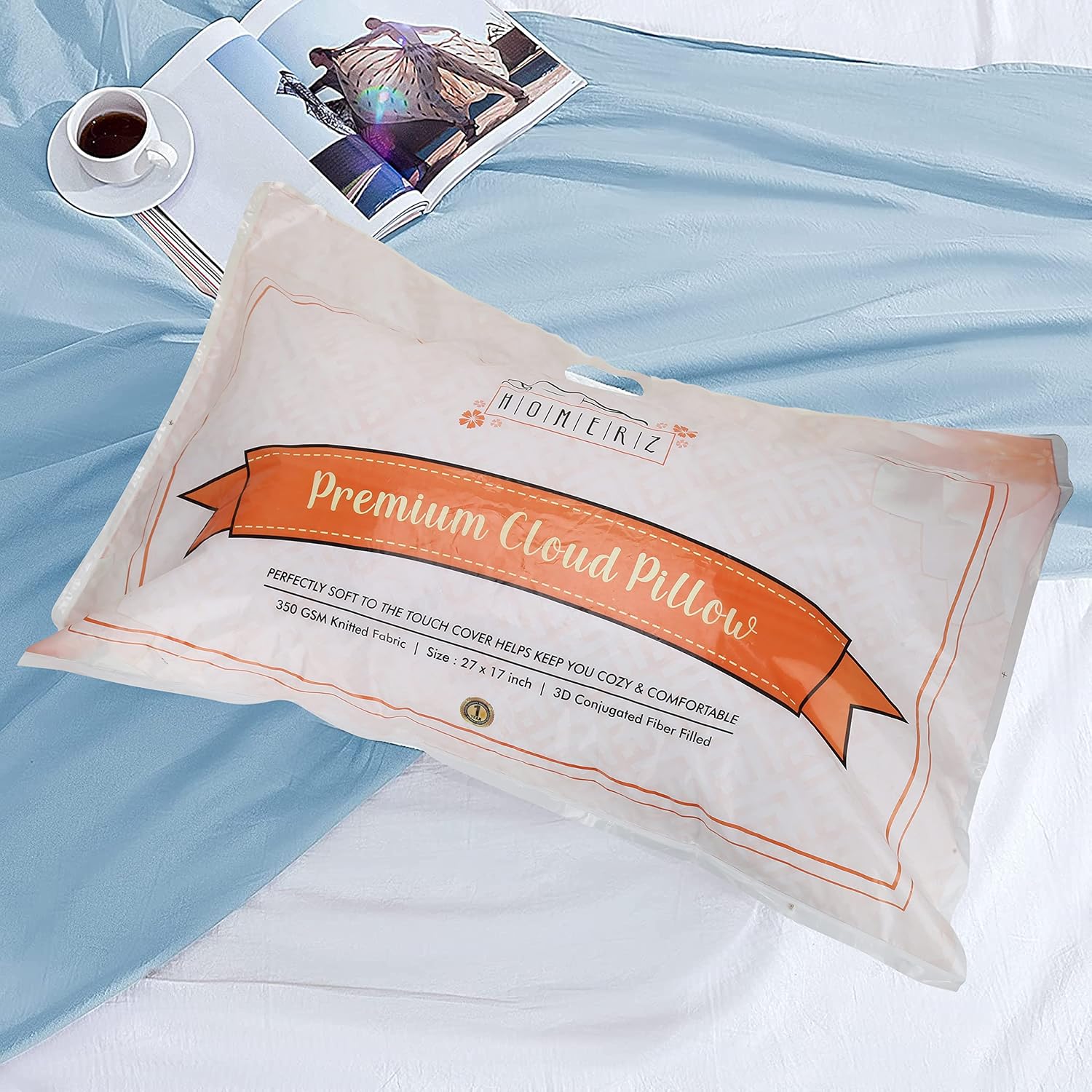 Premium Pack Cloud Pillow, Bed Pillow, Size - 16 X 24 Inch | Standard Size, Rectangular Deign, Unique Features, Hygienic, Durable & Non-Allergic, For Adjustable Pillow - Pack Of 1
