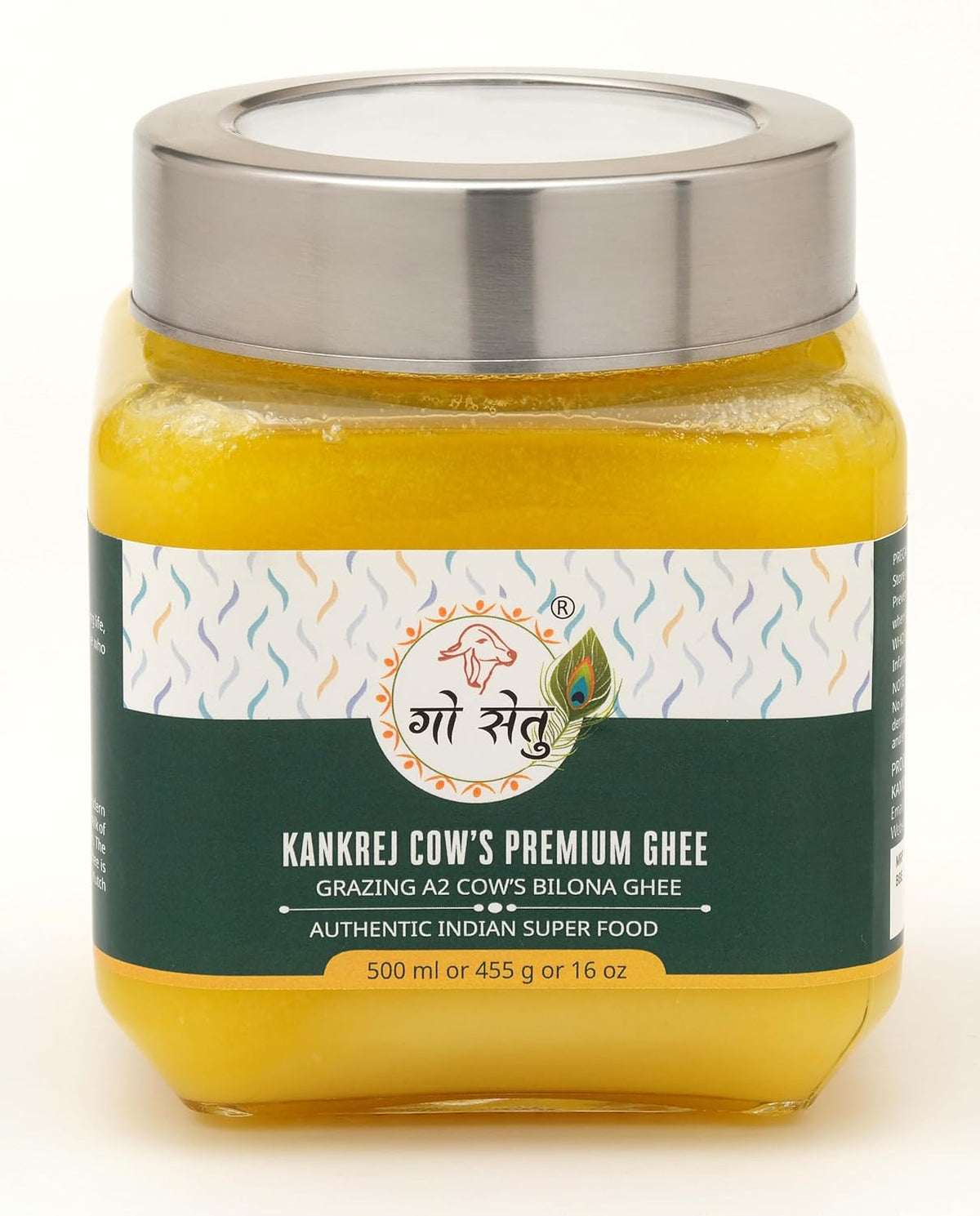 Organic Kankrej Cow Ghee By ?? ???? | Delicous & Healthy Curd-Churned Cultured Pure Bilona A2 Ghee Perfect For Roast Makhana | (500ml) 16.9 Ounce | Jar Pack